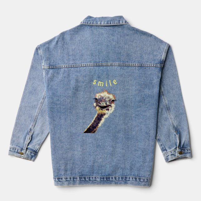 Funny Ostrich Denim Jacket (Back)