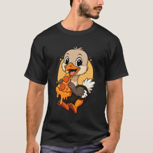 Funny Ostrich Eating Pizza Graphic Boys Girls Ostr T-Shirt