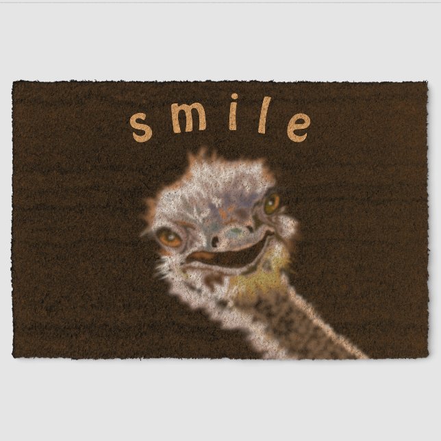 Funny Ostrich Fiber Doormat - Smile (Front)