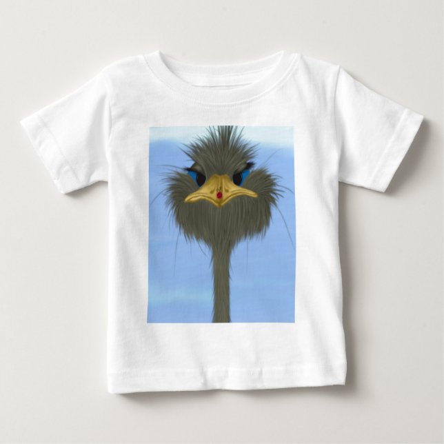 Funny Ostrich George And The Cute Ladybug Baby T-Shirt (Front)