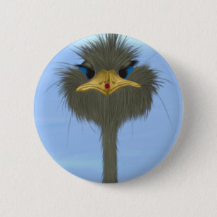 Funny Ostrich George And The Cute Ladybug Button