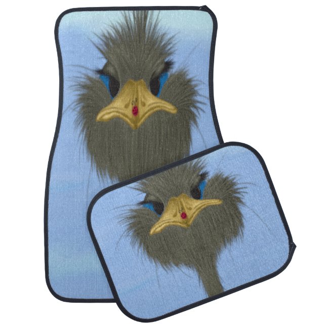 Funny Ostrich George And The Cute Ladybug Car Mat (Set)
