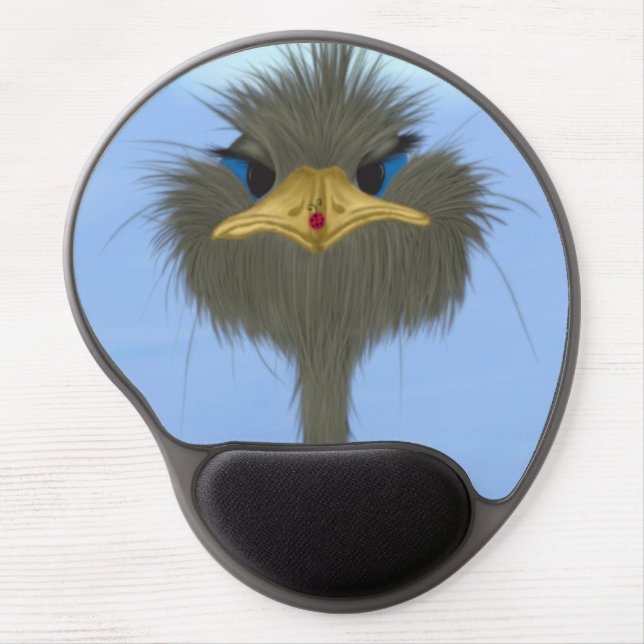 Funny Ostrich George And The Cute Ladybug Gel Mouse Pad (Front)