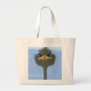 Funny Ostrich George And The Cute Ladybug Large Tote Bag