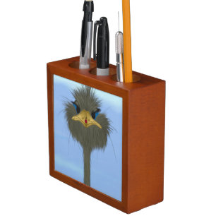 Funny Ostrich George And The Cute Ladybug Pencil Holder