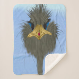 Funny Ostrich George And The Cute Ladybug Sherpa Blanket