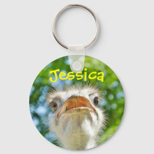 Funny Ostrich Girly Name Keychain