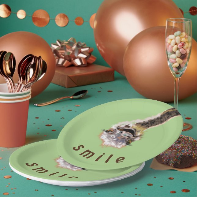 Funny Ostrich Paper Plates Smile - Custom Text (Multi)