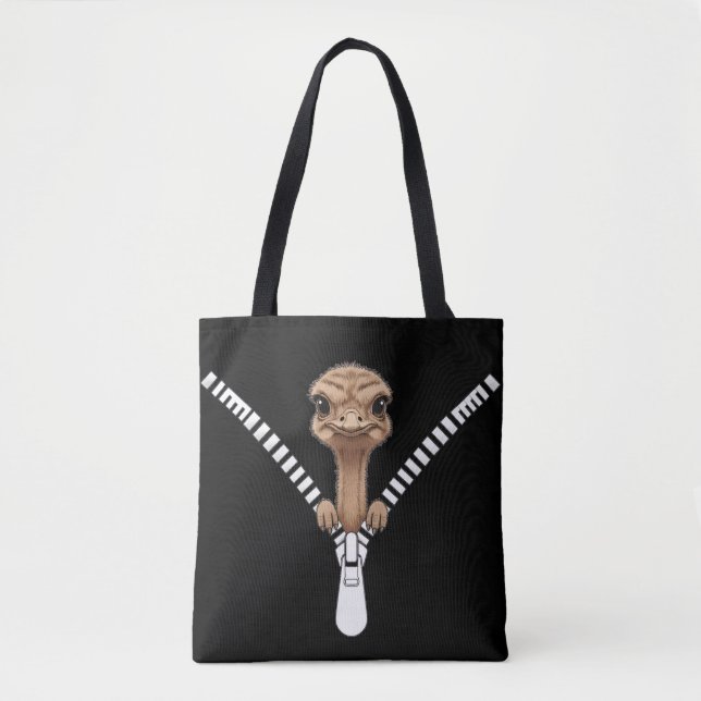 Funny Ostrich Peek Tote Bag (Front)