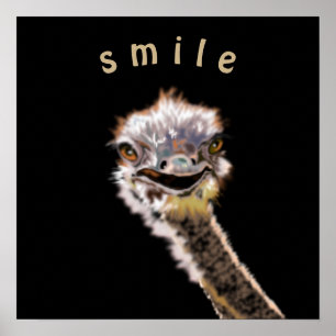 Funny Ostrich Poster Smile Custom Color or Text
