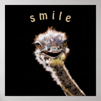 Funny Ostrich Poster Smile Custom Color or Text