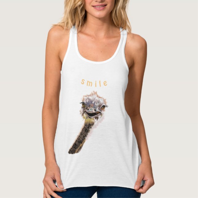 Funny Ostrich Tank Top - Smile (Front)