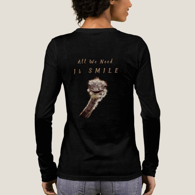 Funny Ostrich Tri-Blend Shirt (Back)
