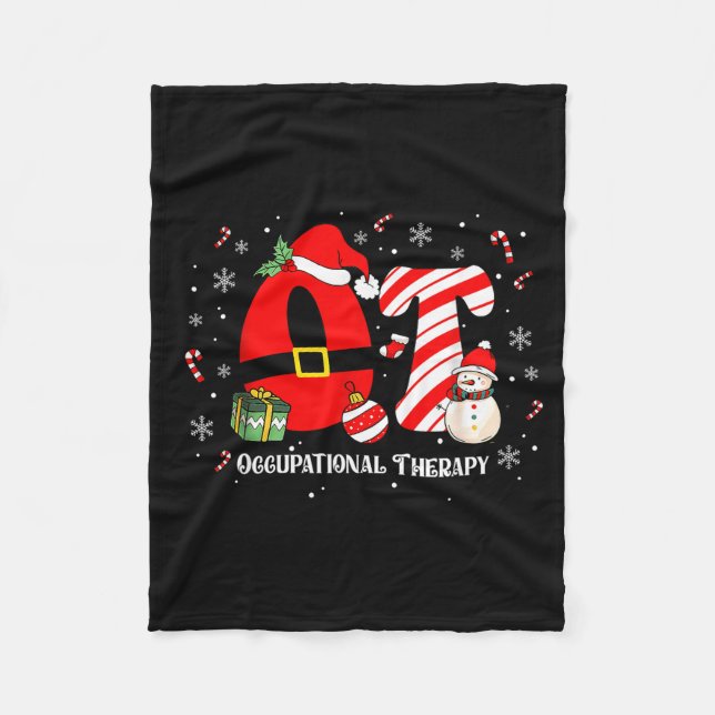 Funny Ot Nurse Occupational Therapy Santa Christma Fleece Blanket (Front)
