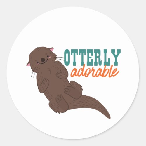 Funny Otter Cartoon Animal Otterly Adorable Classic Round Sticker