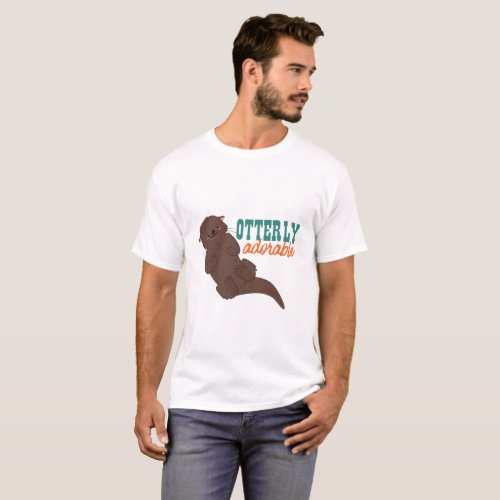 Funny Otter Cartoon Animal Otterly Adorable T_Shirt