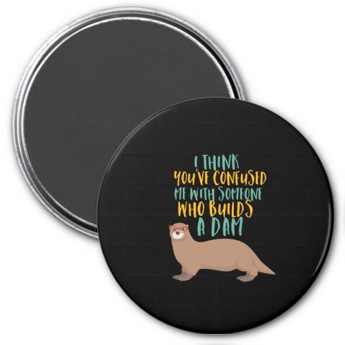 Funny Otter Cartoon Confused with Dam Beaver Magnet