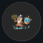 Funny Otter Dreidel Menorah Hanukkah Kids Womens M Classic Round Sticker<br><div class="desc">Funny Otter Dreidel Menorah Hanukkah Kids Womens Mens</div>