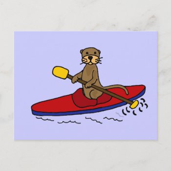 Funny Otter Kayaking Postcard by tickleyourfunnybone at Zazzle