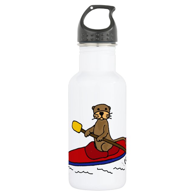 Funny Otter Kayaking Water Bottle (Front)