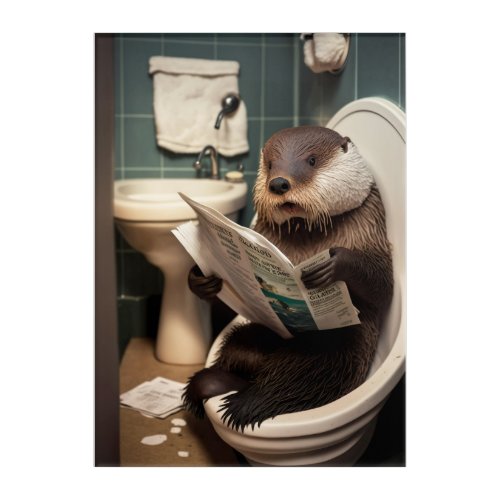 Funny Otter on Bathroom Toilet Wildlife Animals  Acrylic Print