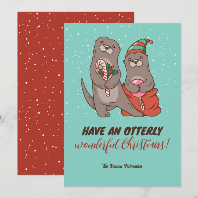 Funny Otter Pun Winter Holiday Merry Christmas (Front/Back)