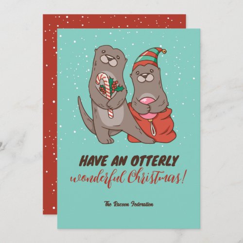 Funny Otter Pun Winter Holiday Merry Christmas