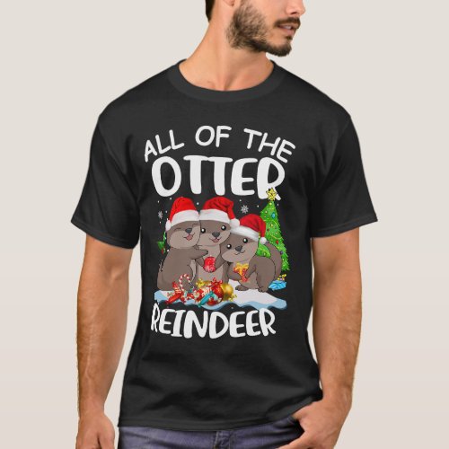 Funny Otter Reindeer Cute Merry Xmas Animal Lovers T_Shirt