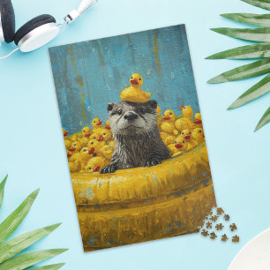 Funny Otter Rubber Duck Pool Jigsaw Puzzle