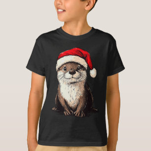 Funny Otter Santa Hat Xmas Otter Lovers Christmas T-Shirt
