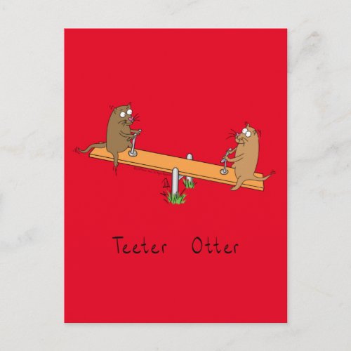 Funny Otter Teeter Totter Kids Postcard
