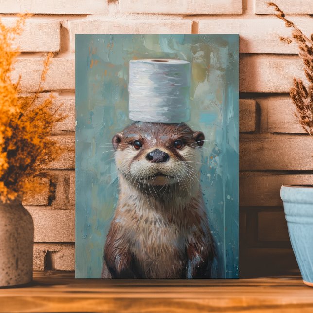 Funny Otter Toilet Paper Canvas Print (Creator Uploaded)