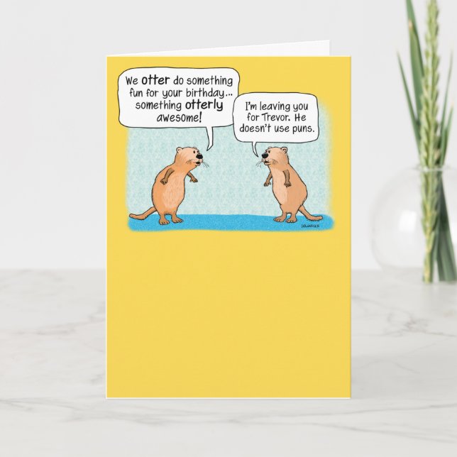 Funny Otters Birthday Card (Front)