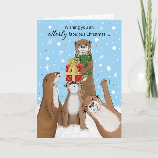 Funny Otters Christmas Card (Front)