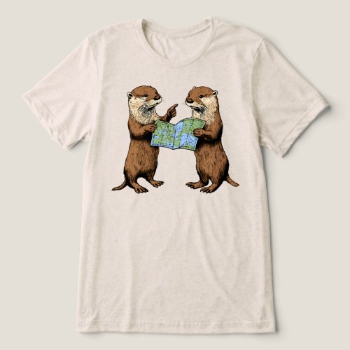 Funny Otters With Map Tri-Blend Shirt