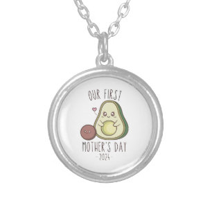Funny Our First Mother's Day Silver Plated Necklace
