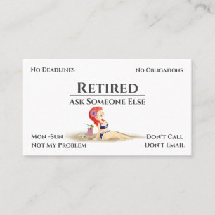 Funny Out Of Business Cartoon Woman Retirement Business Card