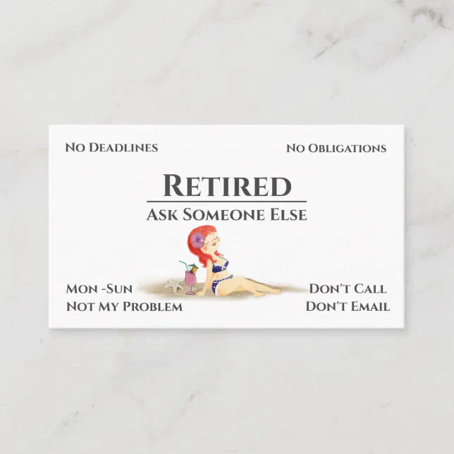 Funny Out Of Business Cartoon Woman Retirement Business Card | Zazzle