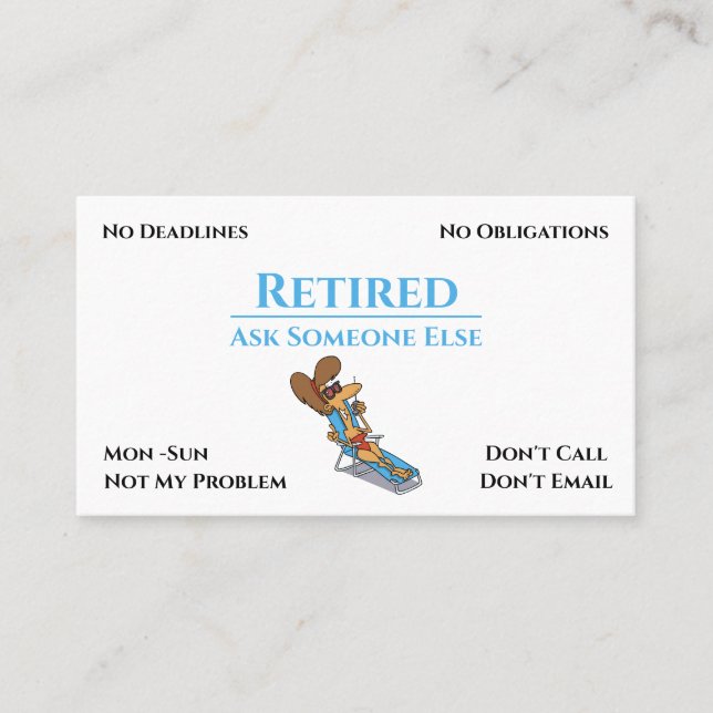 Funny Out Of Business Cartoon Woman Retirement Card (Front)