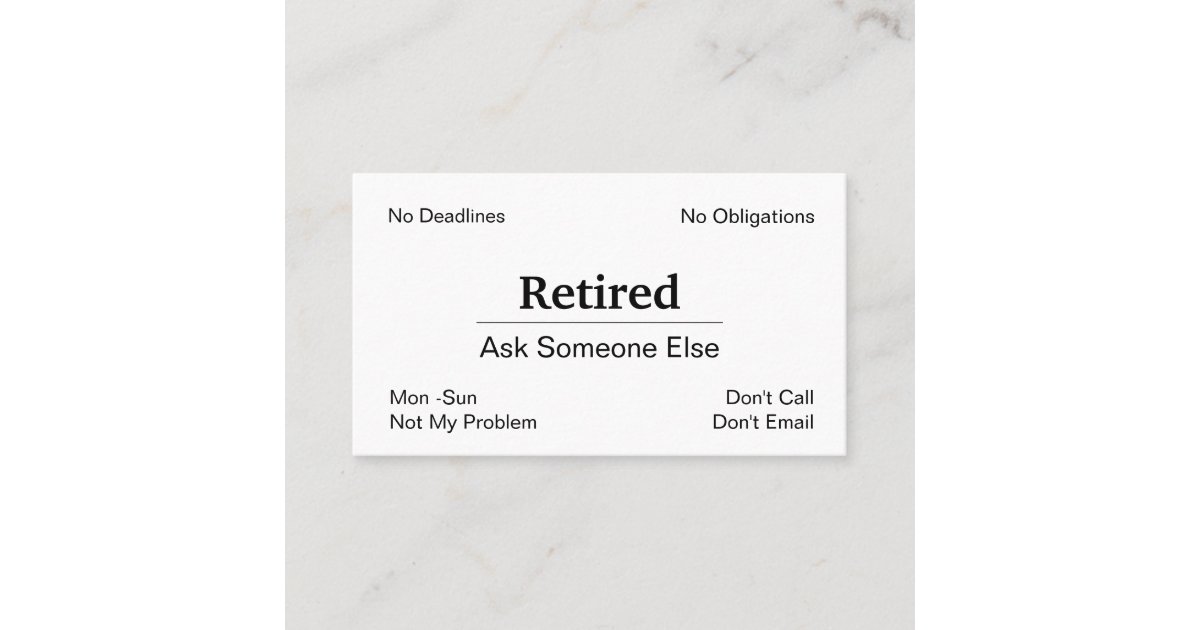 Funny Out Of Business Retirement Business Card | Zazzle.com