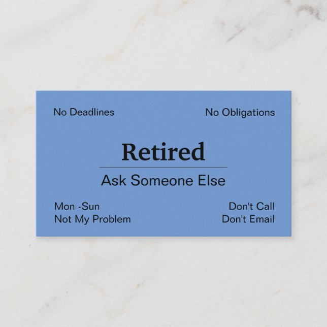 Funny Out Of Business Retirement Card (Front)