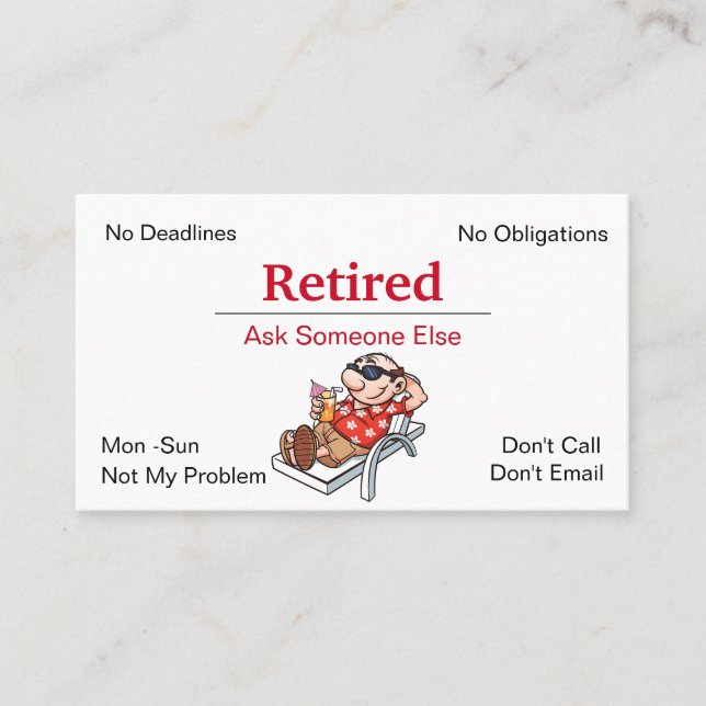 Funny Out Of Business Retirement Card (Front)