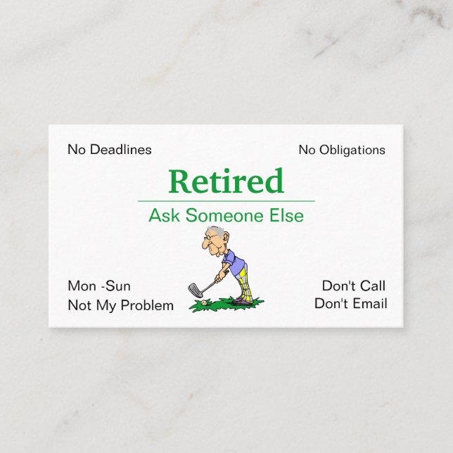 Funny Out of Business Retirement Man Golfing Card (Front)