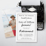 Funny Out of Office Forever Retirement Party Memo Invitation<br><div class="desc">For a memorable sendoff, this funny retirement party memo invitation is sure to bring a smile. It features retro office memo format with black text on a white background using an old typewriter style font reminiscent of days gone by. The text announces that the retiree will be Out of Office...</div>