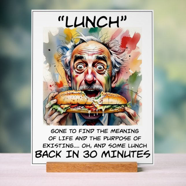 Funny Out To Lunch Acrylic Sign (Neutral)