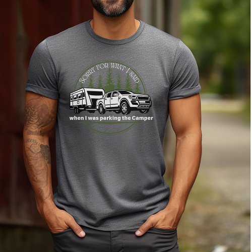 Funny Outdoors Green Forest Print Camping Trailer T_Shirt