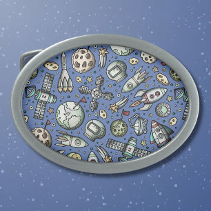 Funny Outer Space Cartoon Pattern Belt Buckle