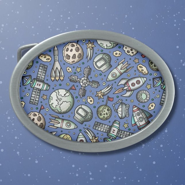 Funny Outer Space Cartoon Pattern Belt Buckle (Creator Uploaded)