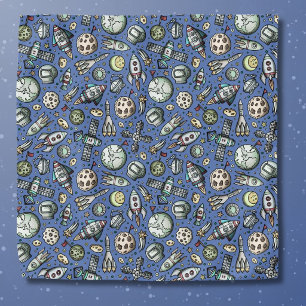 Funny Outer Space Cartoon Pocket Square Bandana