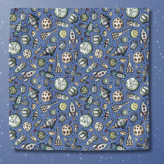 Funny Outer Space Cartoon Pocket Square Bandana (Creator Uploaded)